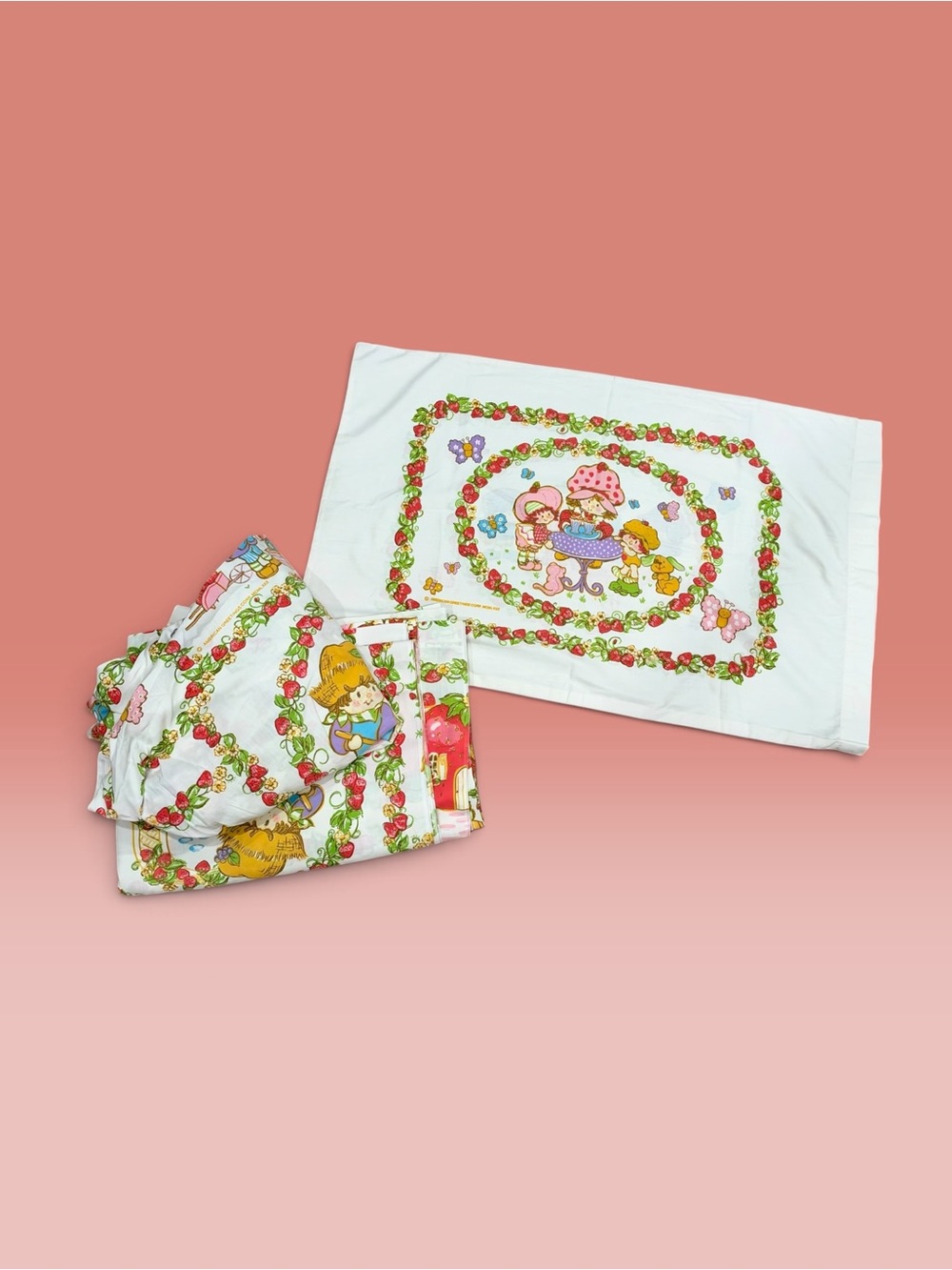 Vintage 1980s Strawberry Shortcake Twin Sheet Set